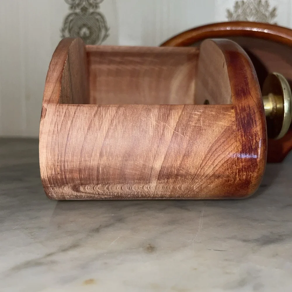 Unique Hand Tooled Bandsaw Box Wood Wooden Drawer‎ Stained Pull Trinket Jewelry